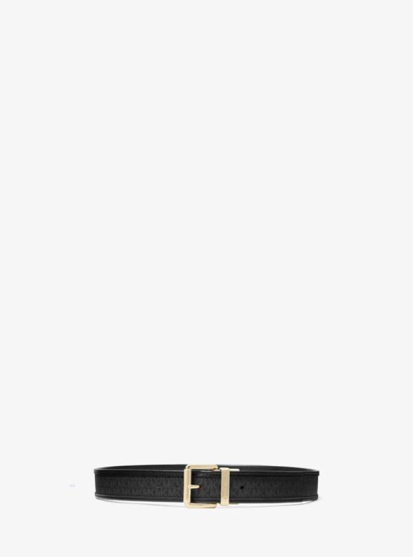 Damske Opasky Michael Kors Reversible Logo and Leather Čierne - Doplnky Michael Kors Levně | VOQBU-1372